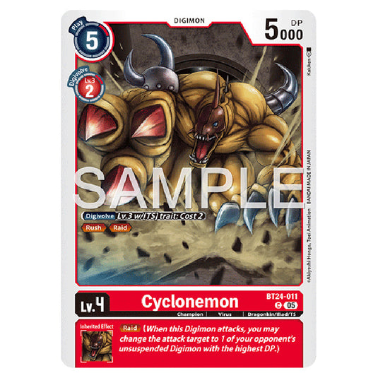 Cyclonemon BT24-011 card from the Digimon set BT-24: Time Stranger