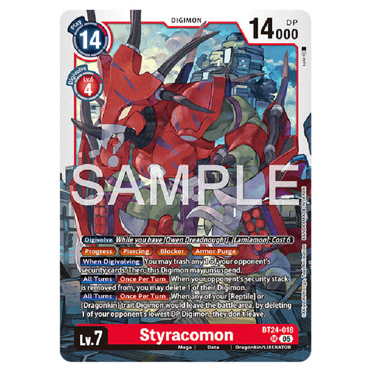 Styracomon BT24-018 card from the Digimon set BT-24: Time Stranger