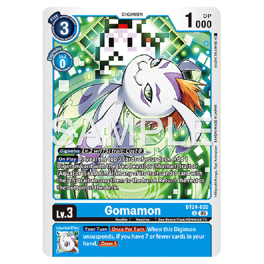 Gomamon BT24-020 card from the Digimon set BT-24: Time Stranger