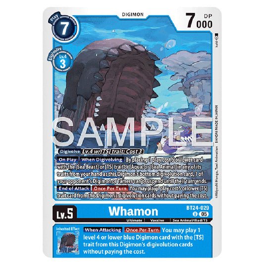 Whamon BT24-029 card from the Digimon set BT-24: Time Stranger