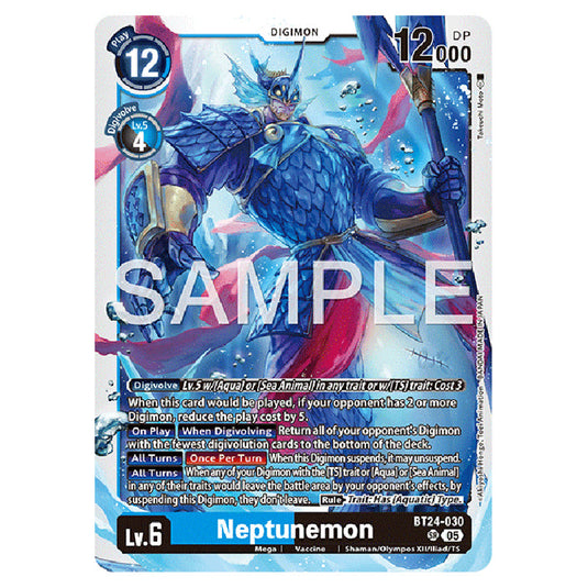 Neptunemon BT24-030 card from the Digimon set BT-24: Time Stranger