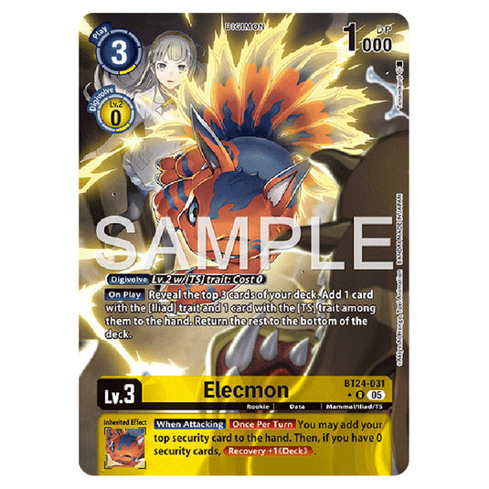 Elecmon BT24-031a card from the Digimon set BT-24: Time Stranger