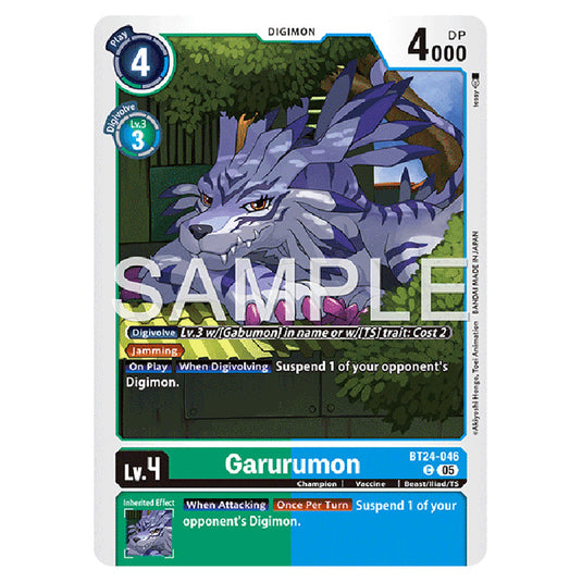 Garurumon BT24-046 card from the Digimon set BT-24: Time Stranger