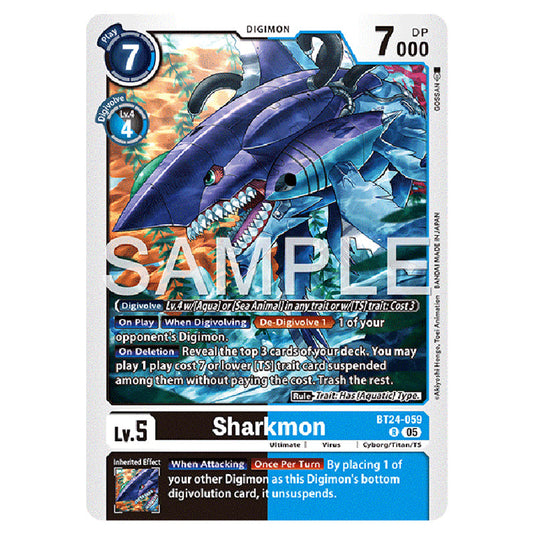 Sharkmon BT24-059 card from the Digimon set BT-24: Time Stranger