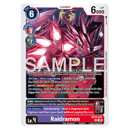 Raidramon BT24-071 card from the Digimon set BT-24: Time Stranger