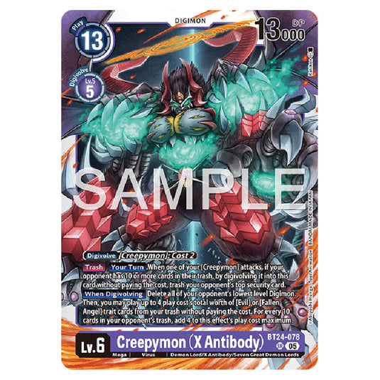 Creepymon (X Antibody) BT24-078 card from the Digimon set BT-24: Time Stranger