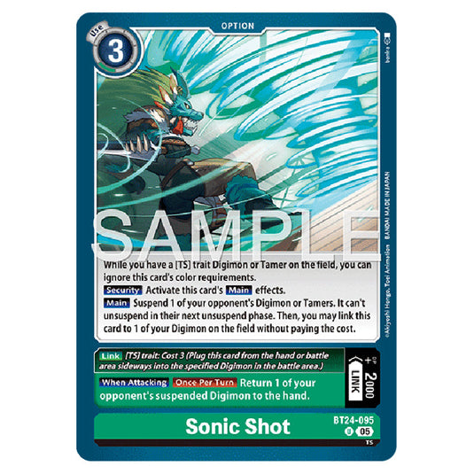 Sonic Shot BT24-095 card from the Digimon set BT-24: Time Stranger
