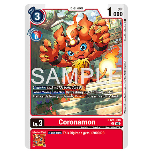 Coronamon BT25-008 card from the Digimon set BT-25: Dual Revolution