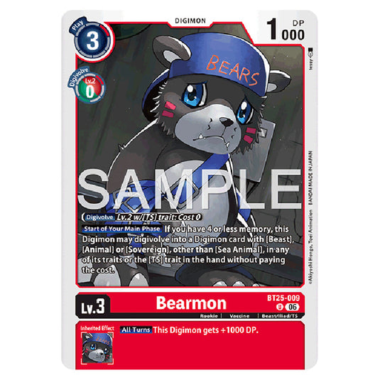 Bearmon BT25-009 card from the Digimon set BT-25: Dual Revolution