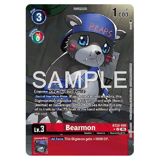 Bearmon BT25-009a card from the Digimon set BT-25: Dual Revolution