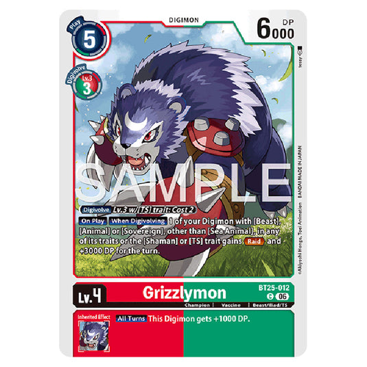 Grizzlymon BT25-012 card from the Digimon set BT-25: Dual Revolution