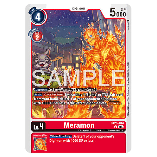 Meramon BT25-014 card from the Digimon set BT-25: Dual Revolution