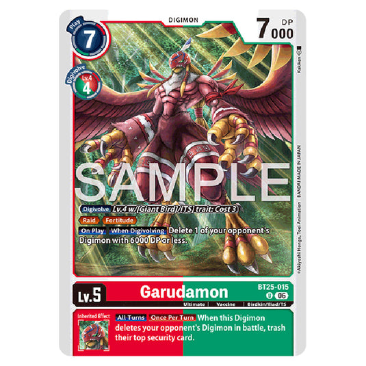 Garudamon BT25-015 card from the Digimon set BT-25: Dual Revolution