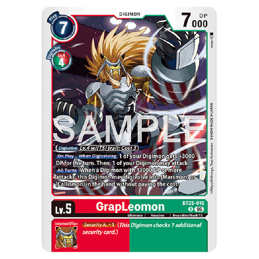 GrapLeomon BT25-016 card from the Digimon set BT-25: Dual Revolution