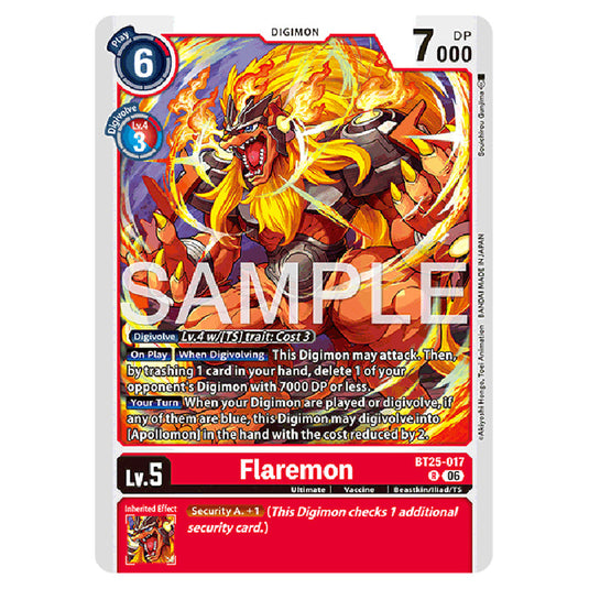 Flaremon BT25-017 card from the Digimon set BT-25: Dual Revolution