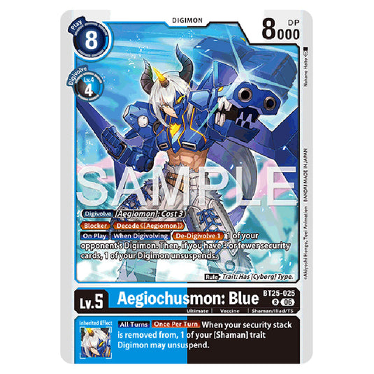 Aegiochusmon: Blue BT25-025 card from the Digimon set BT-25: Dual Revolution