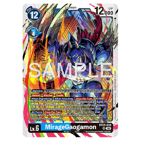 MirageGaogamon BT25-029 card from the Digimon set BT-25: Dual Revolution