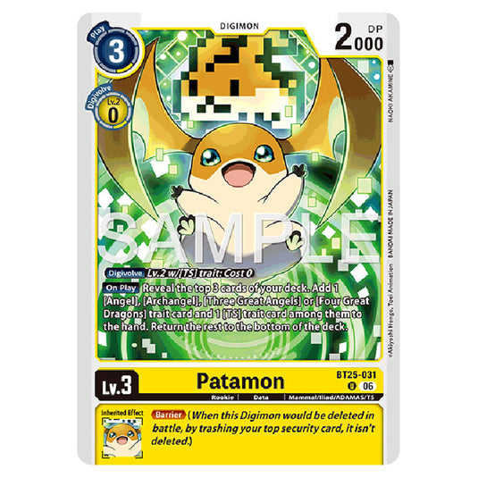 Patamon BT25-031 card from the Digimon set BT-25: Dual Revolution