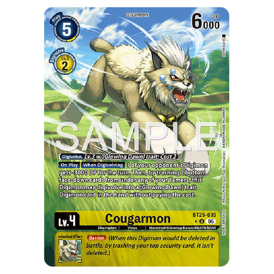 Cougarmon BT25-035a card from the Digimon set BT-25: Dual Revolution