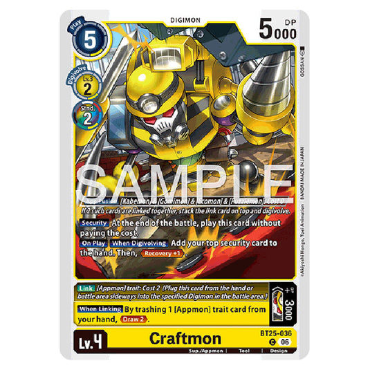 Craftmon BT25-036 card from the Digimon set BT-25: Dual Revolution