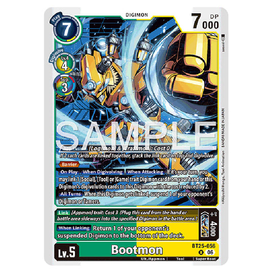 Bootmon BT25-056 card from the Digimon set BT-25: Dual Revolution