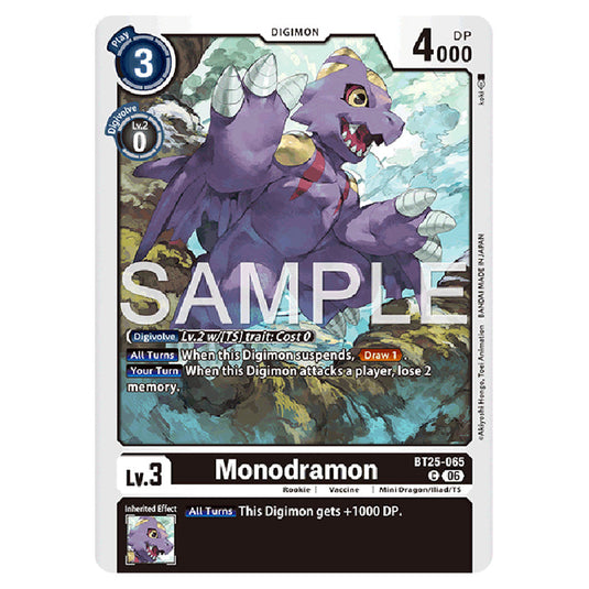 Monodramon BT25-065 card from the Digimon set BT-25: Dual Revolution