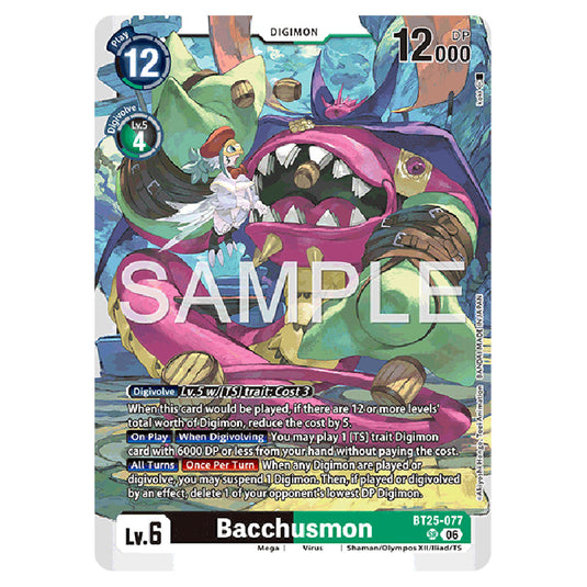 Bacchusmon BT25-077 card from the Digimon set BT-25: Dual Revolution