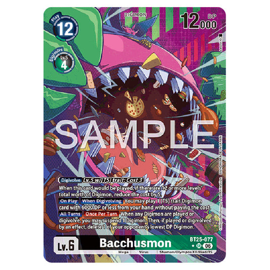 Bacchusmon BT25-077a card from the Digimon set BT-25: Dual Revolution