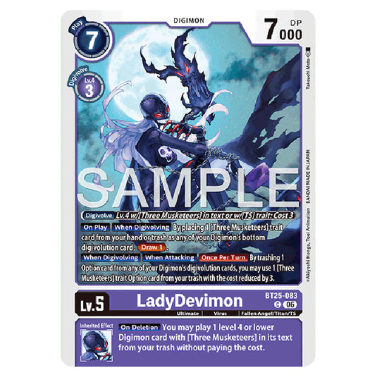 LadyDevimon BT25-083 card from the Digimon set BT-25: Dual Revolution
