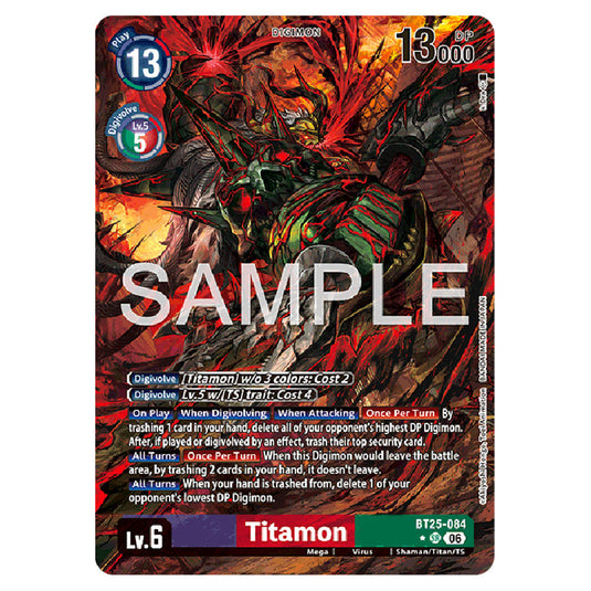 Titamon BT25-084a card from the Digimon set BT-25: Dual Revolution