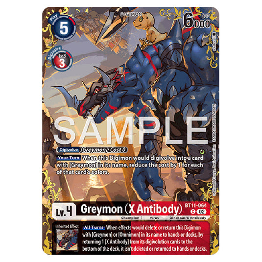 Greymon (X Antibody) BT11-064 card from the Digimon set BT-25: Dual Revolution