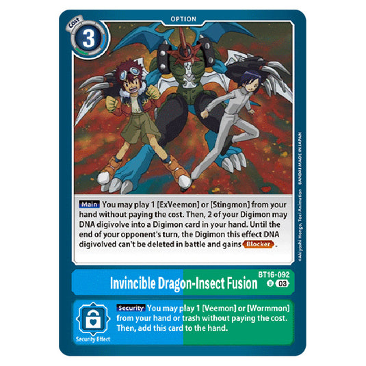 Digimon Card Game - BT16 Beginning Observer - Invincible Dragon-Insect Fusion - (Uncommon) - BT16-092