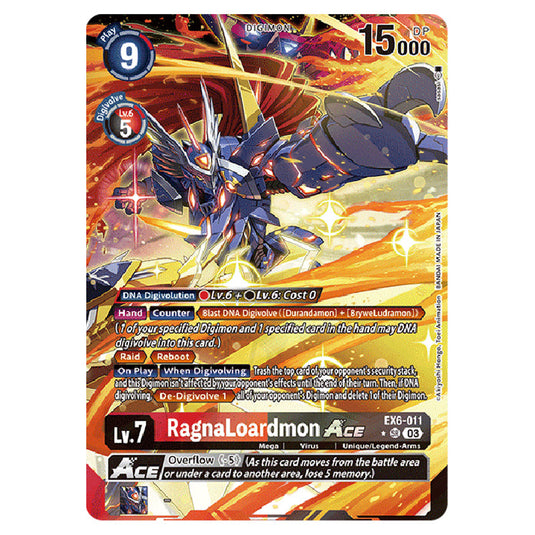 RagnaLoardmon Ace EX6-011a card from the Digimon set EX-06: Theme Booster Infernal Ascension