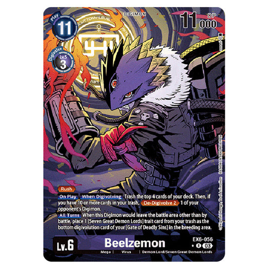 Beelzemon EX6-056a card from the Digimon set EX-06: Theme Booster Infernal Ascension