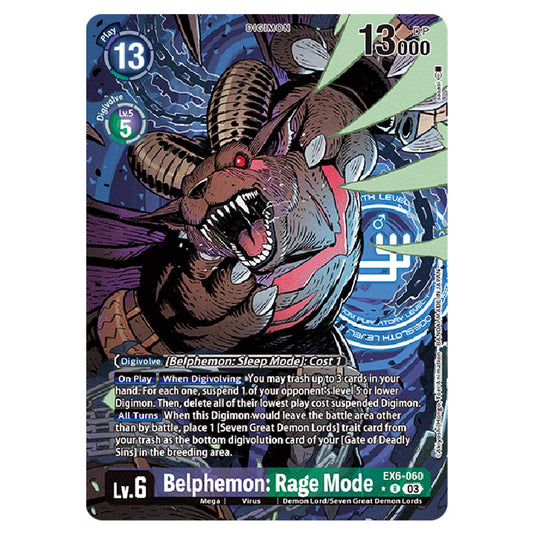 Belphemon: Rage Mode EX6-060a card from the Digimon set EX-06: Theme Booster Infernal Ascension