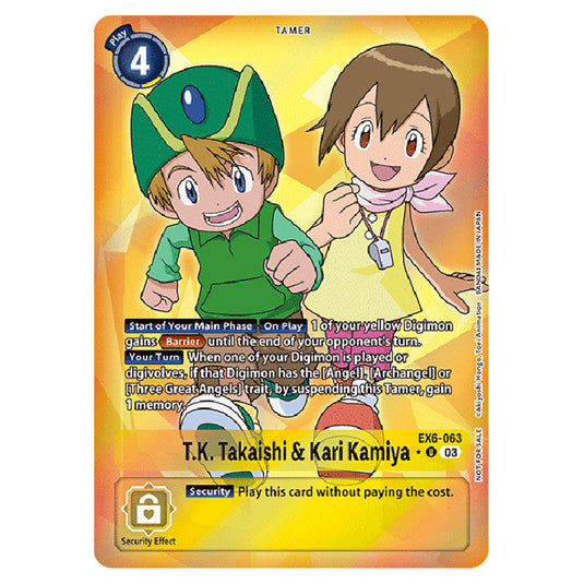 T.K. Takaishi & Kari Kamiya EX6-063a card from the Digimon set EX-06: Theme Booster Infernal Ascension