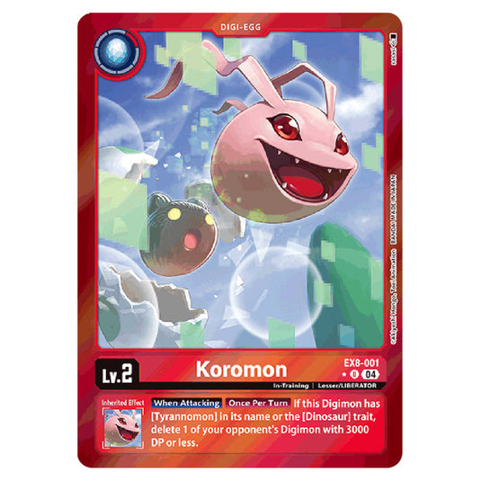 Koromon EX8-001a card from the Digimon set EX08 - Chain of Liberation