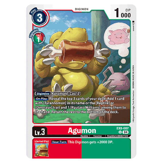 Agumon EX8-007 card from the Digimon set EX08 - Chain of Liberation