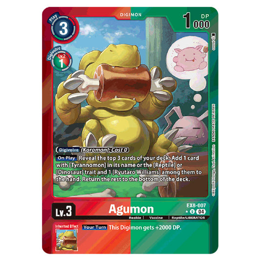 Agumon EX8-007a card from the Digimon set EX08 - Chain of Liberation