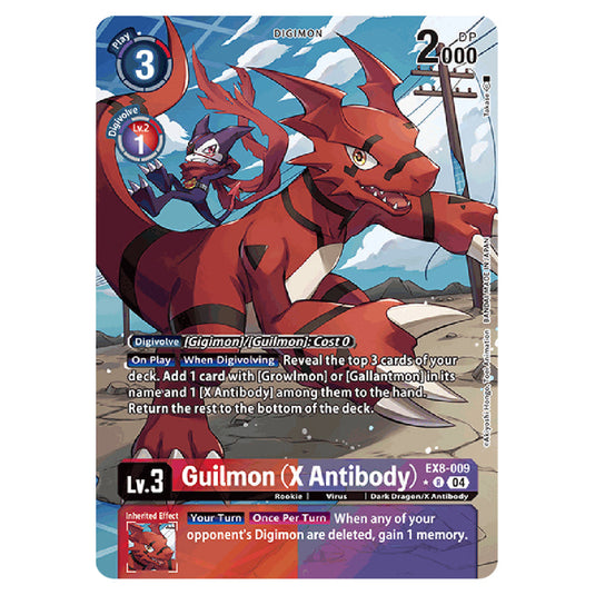 Guilmon (X Antibody) EX8-009a card from the Digimon set EX08 - Chain of Liberation