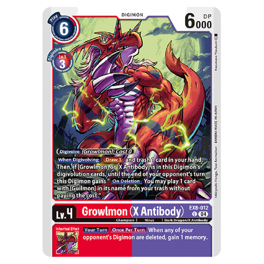 Growlmon (X Antibody) EX8-012 card from the Digimon set EX08 - Chain of Liberation