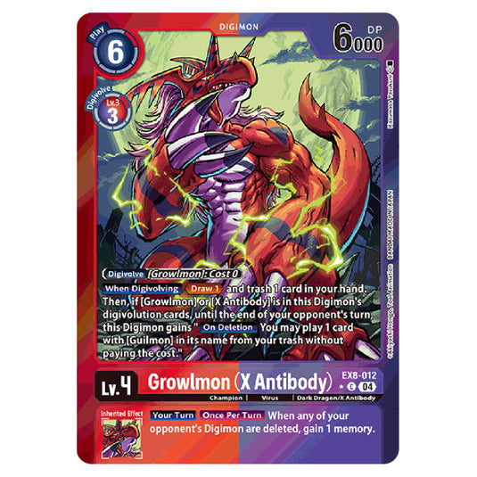 Growlmon (X Antibody) EX8-012a card from the Digimon set EX08 - Chain of Liberation