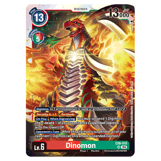 Dinomon EX8-016 card from the Digimon set EX08 - Chain of Liberation
