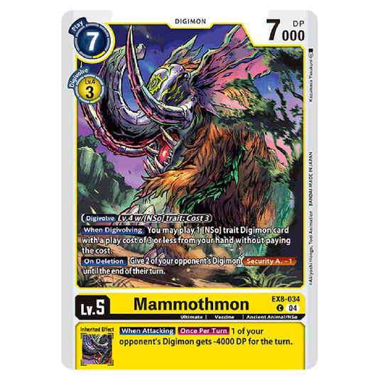 Mammothmon EX8-034 card from the Digimon set EX08 - Chain of Liberation