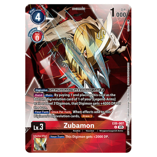 Digimon Card Game - EX-09: Extra Booster Versus Monsters - Zubamon - (Alternative Art) - EX6-007
