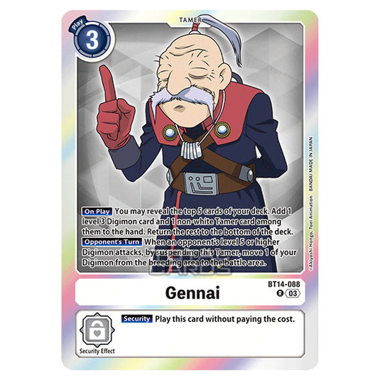 Digimon Card Game - BT14 - Blast Ace - Gennai - (Rare) - BT14-088