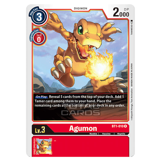 Digimon Card Game - Release Special Booster Ver.1.0 (BT01-03) - Agumon (Rare) - BT1-010