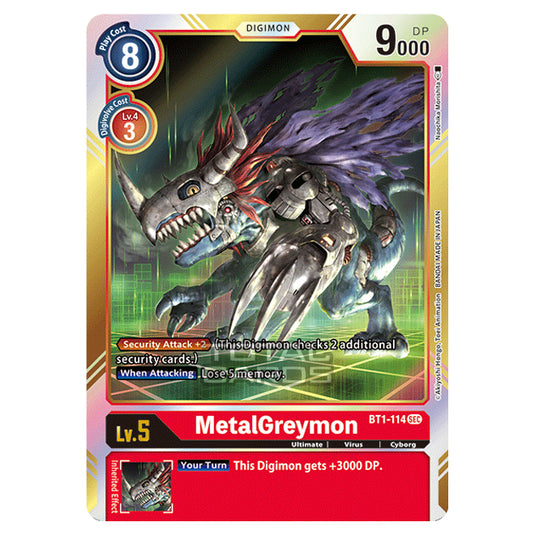 Digimon Card Game - Release Special Booster Ver.1.0 (BT01-03) - MetalGreymon (Secret Rare) - BT1-114