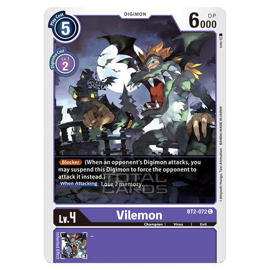 Digimon Card Game - Release Special Booster Ver.1.0 (BT01-03) - Vilemon (Common) - BT2-072