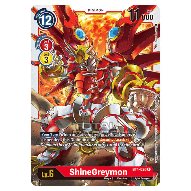 Digimon Card Game - Great Legend (BT04) - ShineGreymon (Rare) - BT4-02 Digimon Card Game - Great Legend (BT04) - ShineGreymon (Rare) - BT4-02